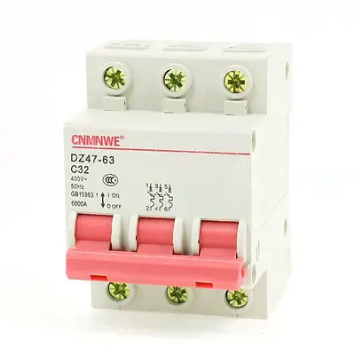 

DZ47-63 C32 32A 400VAC 6000A Breaking Capacity 3 Poles Circuit Breaker