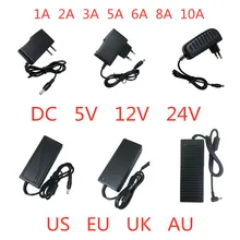 전원 공급 장치 AC DC 어댑터 충전기 변압기 드라이브, LED 스트립 램프용, 5V, 12V, 24 V, 1A, 2A, 3A, 5A, 6A, 8A, 10A