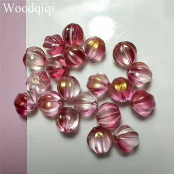 

100pcs/lot 8mm Gradient Glass Pumpkin Beads Earrings bracelet jewelry diy accessories Colored glass beads pink red purple green
