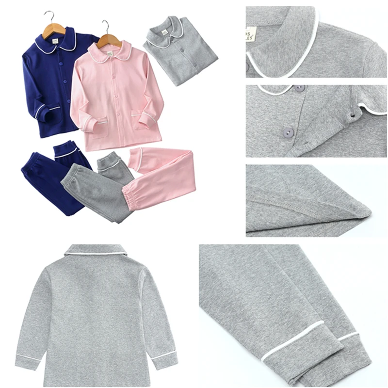 Kids Tales Pajamas for Children Baby Pajamas Sleepwear Soft Cotton Collar Long Sleeve +Pants Home Wear Menino Pajamas for Girls 2
