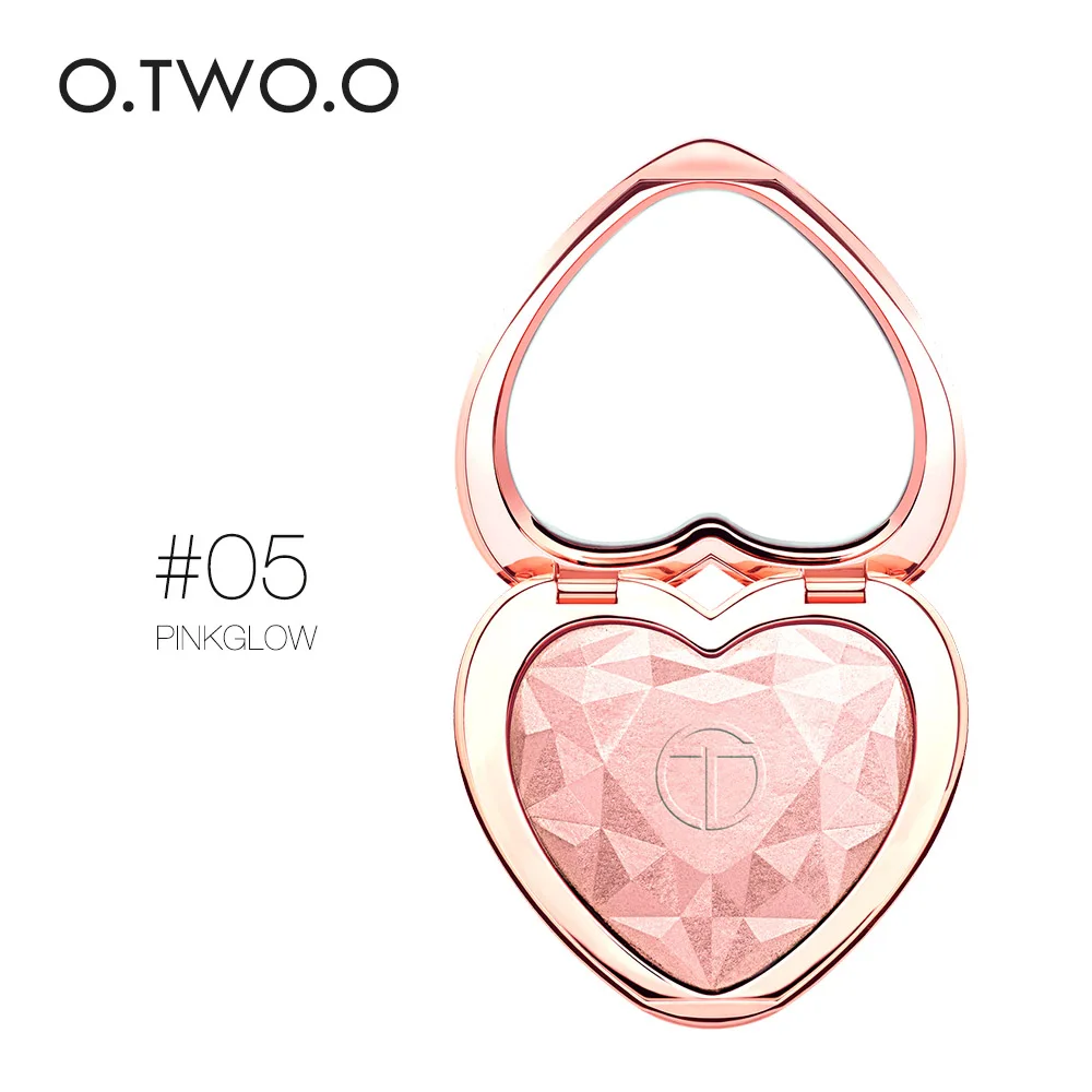 05 PINK GLOW O.TWO.O Shimmer highlighter пудра палитра контурирующий лицо макияж Хайлайтер для лица Хайлайтер с эффектом загара осветляет кожу 5 цветов - Цвет: 05 PINK GLOW