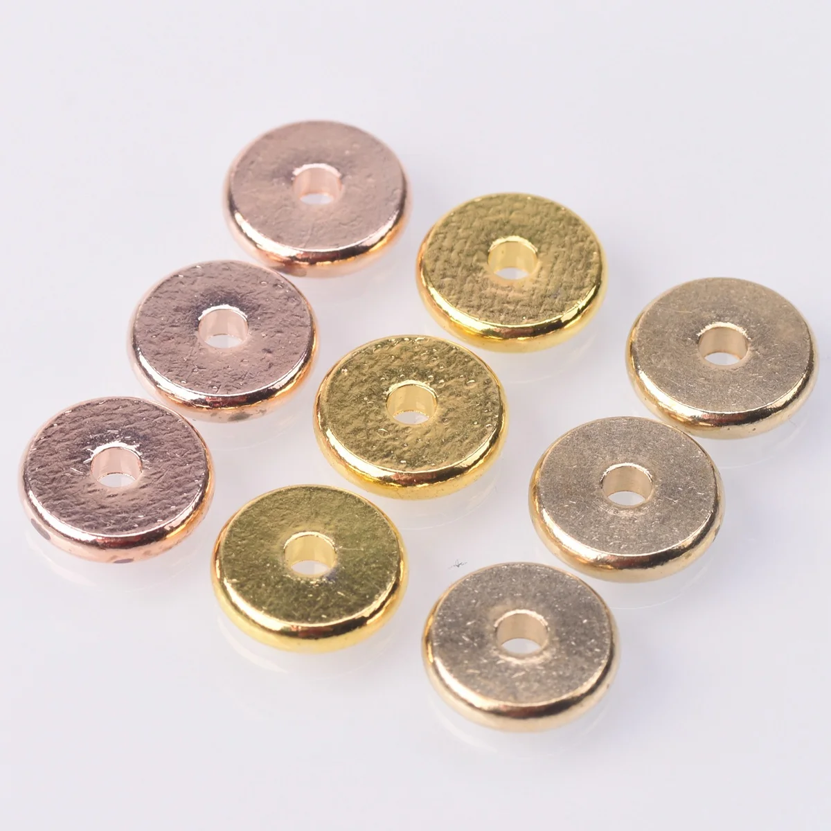 Solid Brass Metal Gold / Rose Gold Flat Round Shape 4mm 6mm 8mm 10mm 12mm 14mm Loose Spacer Beads lot for Jewelry Making Solid Brass Metal Gold / Rose Gold Flat Round Shape 4mm 6mm 8mm 10mm 12mm 14mm Loose Spacer Beads lot for Jewelry Making