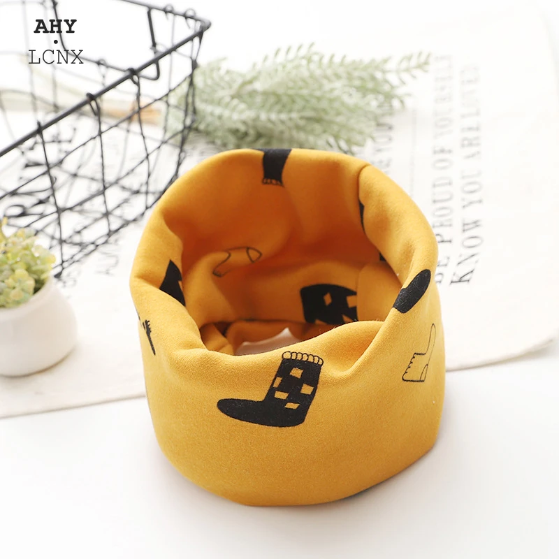Bufanda gruesa de invierno para bebé, pañuelo acolchado de algodón con estampado de dibujos animados para niño y niña