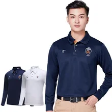 Мужская Тренировочная рубашка тенниска с длинными рукавами, мужской костюм с отложным воротником для гольфа, Классическая брендовая одежда для гольфа D0664