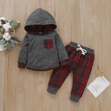 Pudcoco/Осенняя Одежда для новорожденных мальчиков и девочек хлопковые топы с капюшоном и длинными штанами комплекты из 2 предметов, свитер теплая одежда