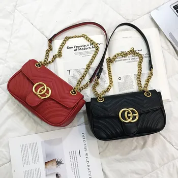 

2020 New Saddle bag Women's Style Korean-style Versitile Fashion Shoulder Textured Bags INS Stylish Chain Shoulder Bag