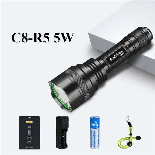 Супер мощный светодиодный светильник C8 Flash светильник 2500lm Linterna светодиодный 18650 фонарь для кемпинга Sofirn Convoy Nitecore Fenix Nicron - Испускаемый цвет: C8-R5 with 18650