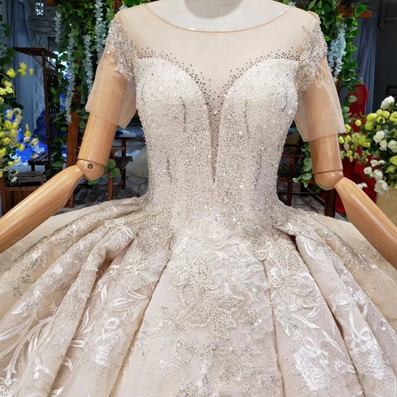 BacklakeGirls Robes De marieue; свадебное платье; Кружевное Свадебное фатиновое бальное платье с круглым вырезом и бисером; свадебное платье; Robe De Mariee Boheme