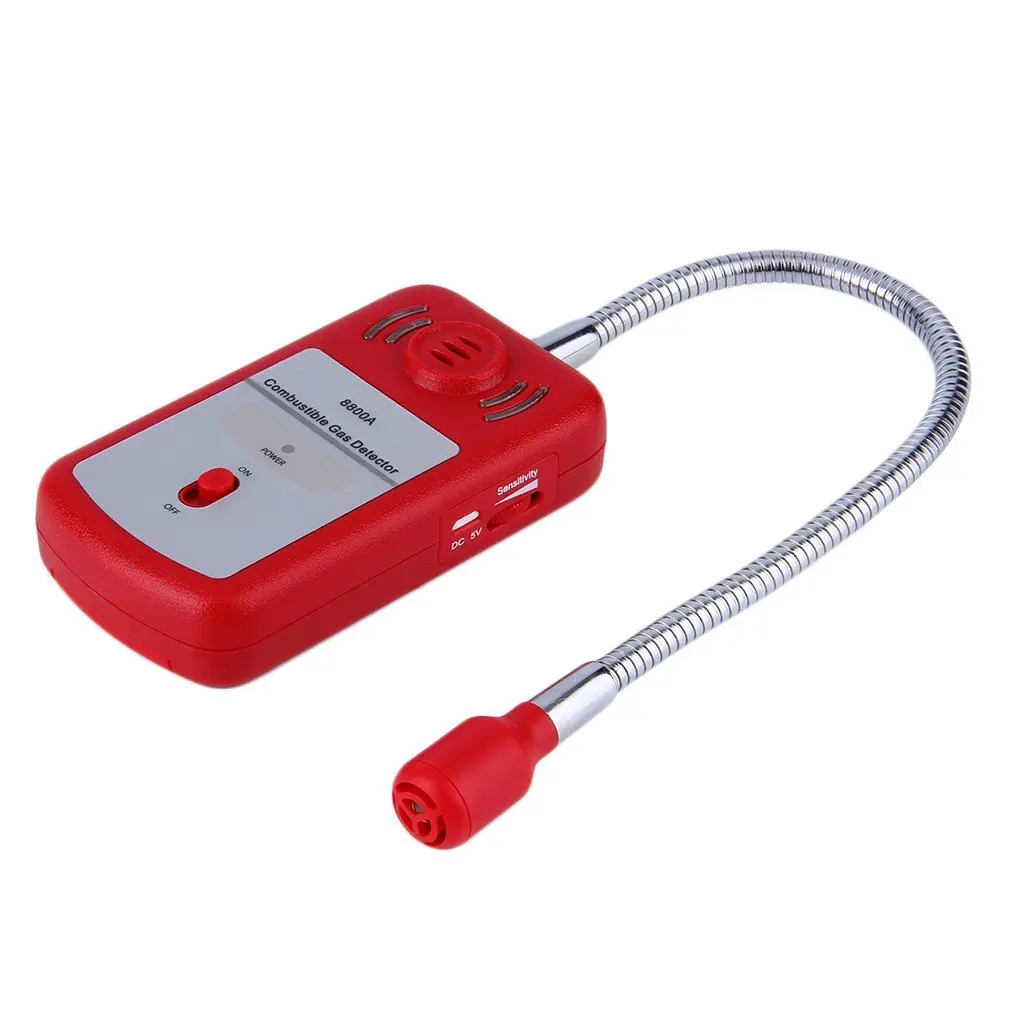 

Sensitive Combustible Gas Detector Analyzer Portable Gas Leak Location Determine Tester With Sound-light Alarm Probe Bendable