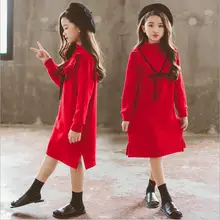 Красные рождественские платья для девочек; коллекция года; зимнее утепленное детское праздничное платье; модное высококачественное платье для крупных девочек