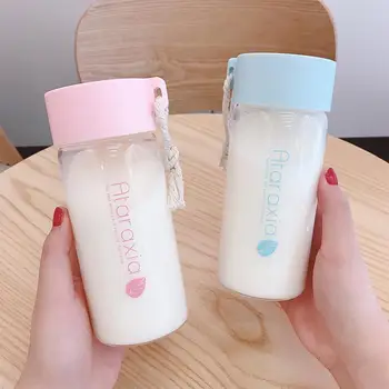 

Hydro Flask Girl Cup Cute Female Student Korean Edition Glass Water Cup Hemp Rope Creative Tea Hand Water Cup Glass Water Bottle