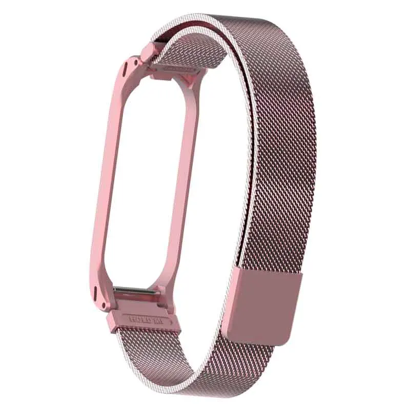 Rose Red Запястье для Xiaomi mi Band 4 3 металлический ремешок фитнес-Браслет Смарт-часы спортивные mi lanese Pulseira Correa пояс для mi band 4 3 - Цвет: Rose Red