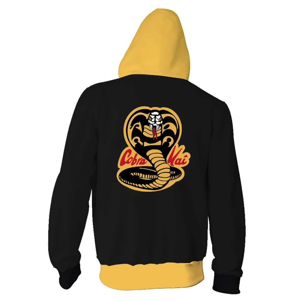 Movie Cobra Kai Hoodies Cosplay Costume Karate Kid Jackets Cosplay 3D Printing zipper Hoodies Sweatshirts men women sports coat