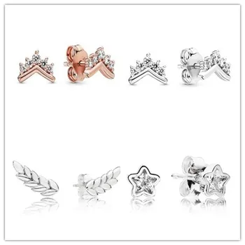 

925 Sterling Silver Earring 2019 Autumn Rose Gold Tiara Wishbone Studs Earring For Women Wedding Gift Fashion Jewelry