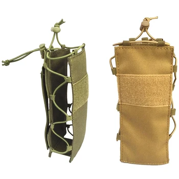 

2 Pcs Tactics Bottle Holder Drinking Bottle Pouch Nylon Molle Water Bottle Holder Durable - Green & Brown