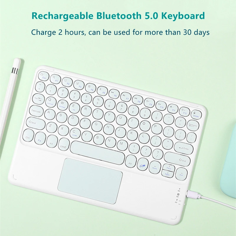 Teclado sem Fio Bluetooth com Touchpad Hebraico Espanhol Coreano Ipad Pro Air Xiaomi Huawei Android Windows Tablet - Imagem 6