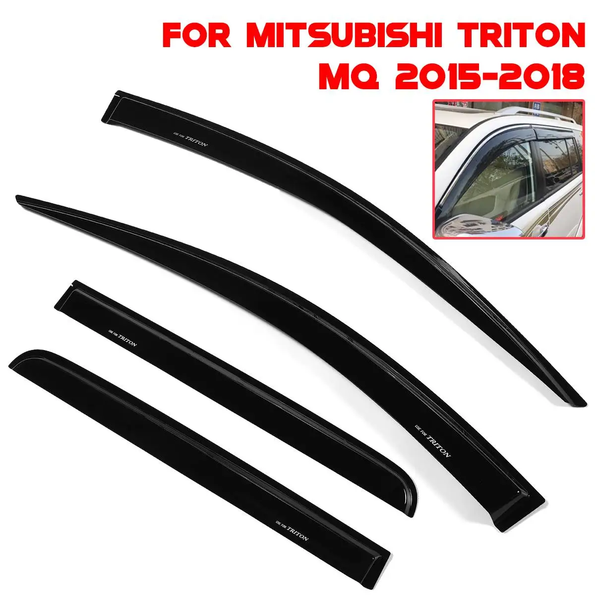 

Rain Window Visor 4pcs Weather Shields Guards For Mitsubishi Triton MQ 2015-18 Car Window Deflectors Rain Guards Wind Vent Visor