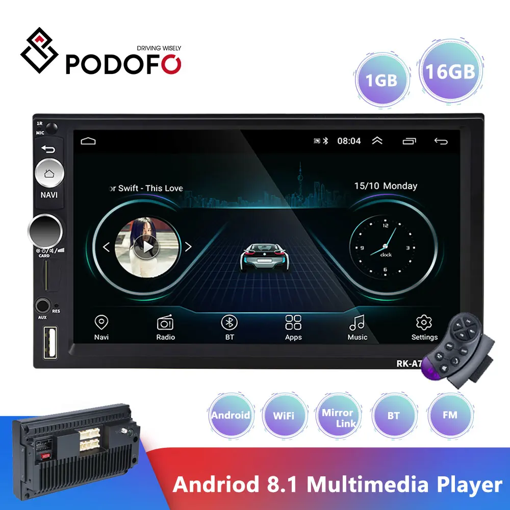 Автомагнитола Podofo 2 din android 8 1 Bluetooth GPS Wi Fi 7 дюймов|Мультимедиаплеер для авто| |