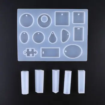 

DIY Clay Epoxy Resin Mold Pendant Molds Set Silicone Rectangle Stone Cabochon Mould Jewelry Making Craft