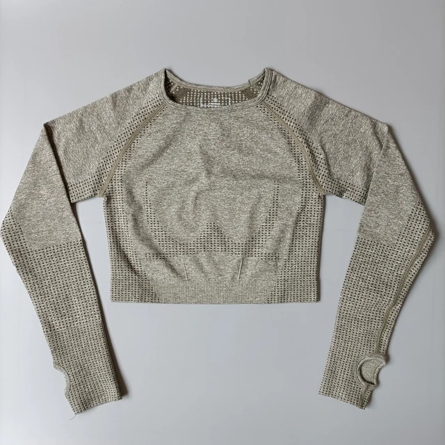 Personality Cotton Crop Top Sports Yoga Shirts women Long Sleeves Gym Workout T-shirts Fitness Sports Wear For Women Gym Tops Olive green