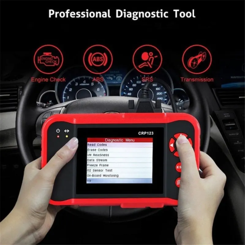 Vehemo OBD2 сканер авто инструмент Creader Автомобильный сканер неисправностей ABS SRS передача ключ программист Запуск красный автоматический диагностический инструмент