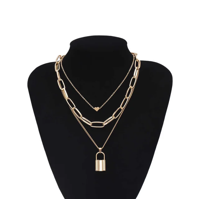 KunJoe 2021 New Hip Hop Bling Lock Pendant Choker Iced Out Shiny Cubic Zircon Necklace For Men Charm Jewelry Fashion Punk China C02544 gold