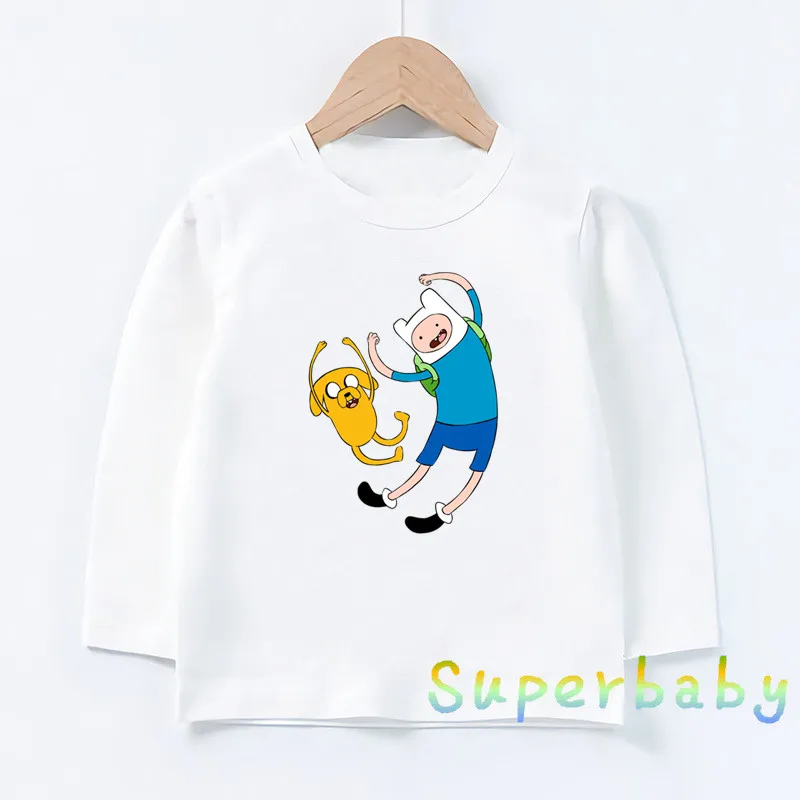 Детская футболка с изображением Финна из Adventure Time and Jake, Забавные топы с рисунком для маленьких мальчиков и девочек, Детская футболка с длинными рукавами, LKP5200 - Цвет: LKP5200-H