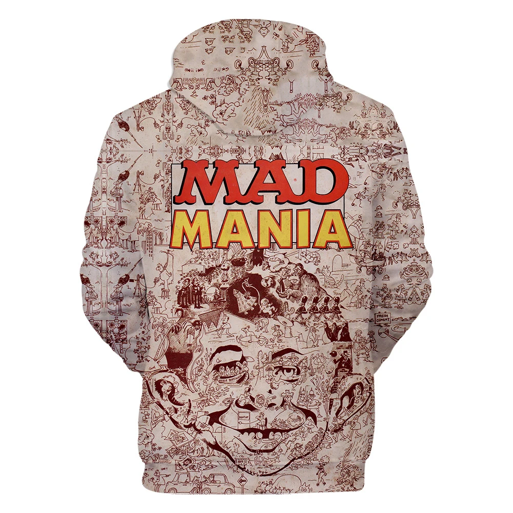 MAD magazine/3D верхняя одежда, толстовка с капюшоном в стиле хараджуку, новинка года, стильные толстовки с капюшоном для родителей и детей, колледжа