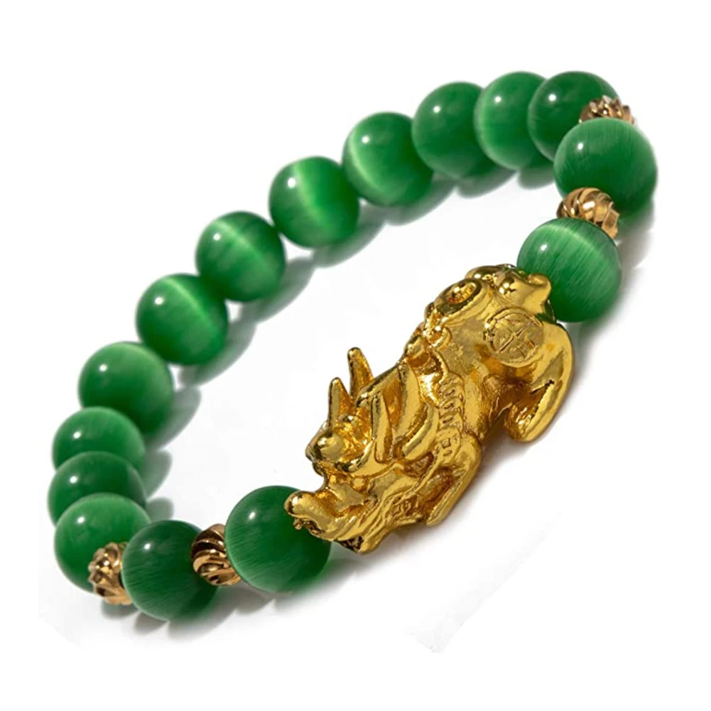 

charming Bracelet Natural Tiger Eye Bead Bracelet with Gold Plated Pi Xiu/Pi Yao Attract Wealth and Good Luck