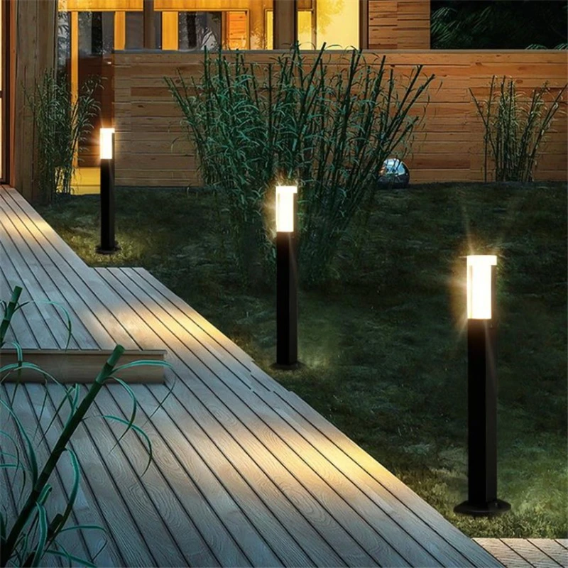 

New Style Waterproof LED Garden Lawn Lamp Modern Aluminum Pillar Light Outdoor Courtyard Villa Landscape Lawn Bollards Lighting