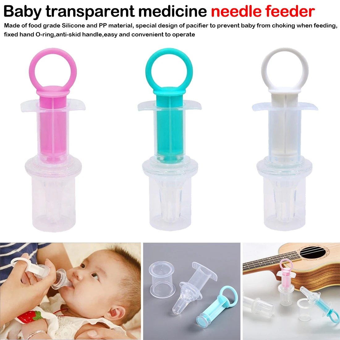 

Transparent Baby Squeeze Medicine Dropper Dispenser Baby Pacifier Needle Feeder Feeding Flatware Utensils Infant Nipple Syringe