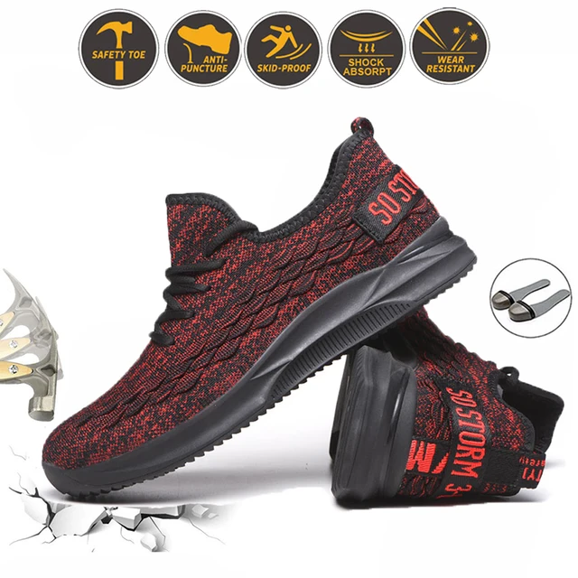 US $10.84 Summer Breathable Mens Work Shoes Steel Toe Cap Puncture Proof Safety Boots Mesh Nonslip Women Snea