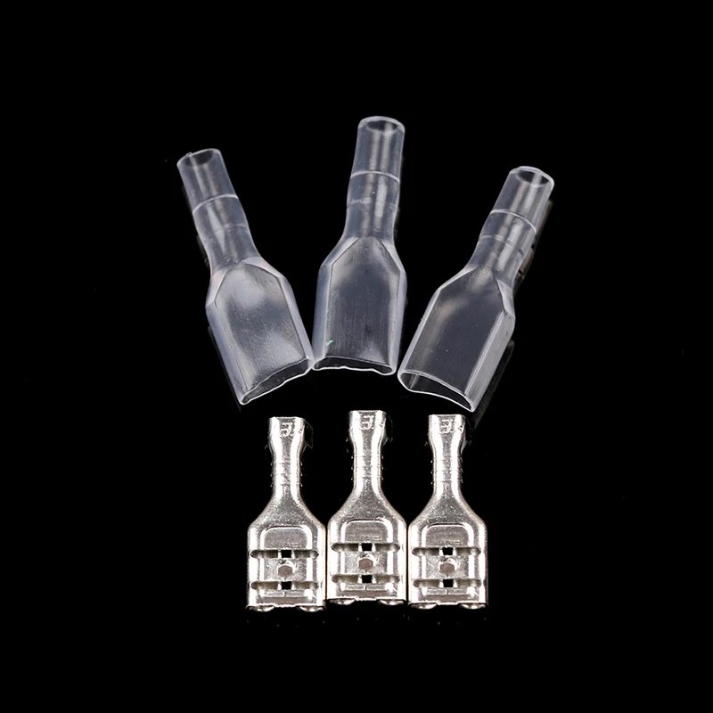 NEW Hot Sale 6.3mm Crimp Terminal Female Spade Connector 22-16AWG w/ Insulating Square Insert Wire Connectors Wholesale