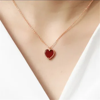 

Hot Brand Elegant Sweet Red Agate Love Heart Necklace/Bracelet/Earring Women 100% Sterling Silver Rose/Yellow Gold Color Gifts