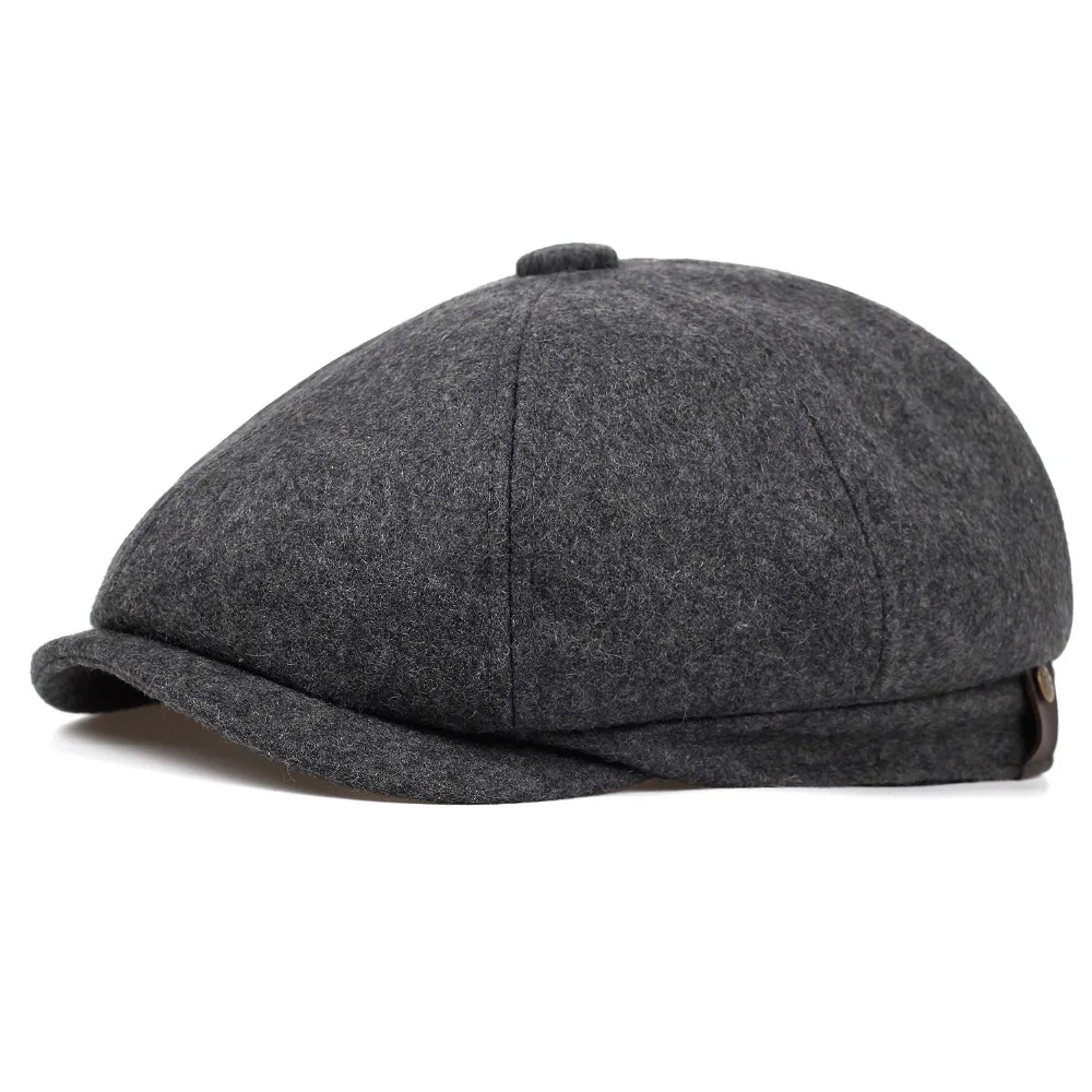 Новая Черная Серая шерстяная шляпа мужская кепка газетчика твид в елочку теплая зимняя восьмиугольная шляпа для мужчин и женщин Gatsby ретро плоские шапки