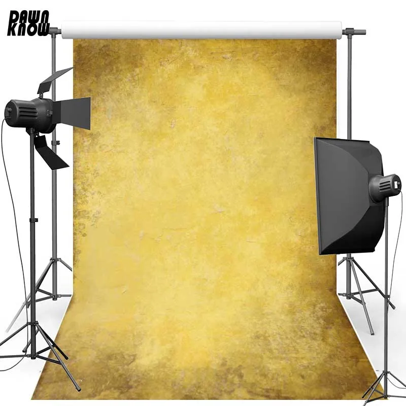 

Vintage Retro Concrete Yellow Wall Wood Floor Vinyl&Oxford Photography Background Backdrops backgrounds for photo studio 732