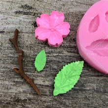 Molde de silicone de folha de flores, faça você mesmo, molde de fondant, doces, chocolate, decoração, ferramenta de cozimento fq3348