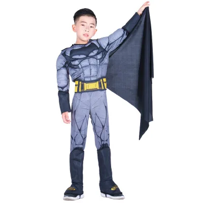 Костюм Бэтмена на Хэллоуин для костюмированной вечеринки, костюм Мстителей, костюм Бэтмена с мускулами, комбинезоны, маска, детская одежда
