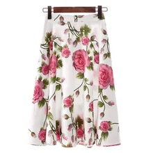 Женская Новая Элегантная юбка большого размера с цифровой печатью, плиссированные юбки, Офисная Женская юбка с розами