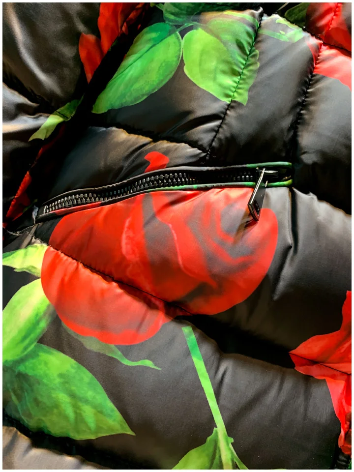 Svoryxiu Подиумные зимние пуховики на белом утином пуху, пальто, женские винтажные Длинные теплые пуховики с принтом розы