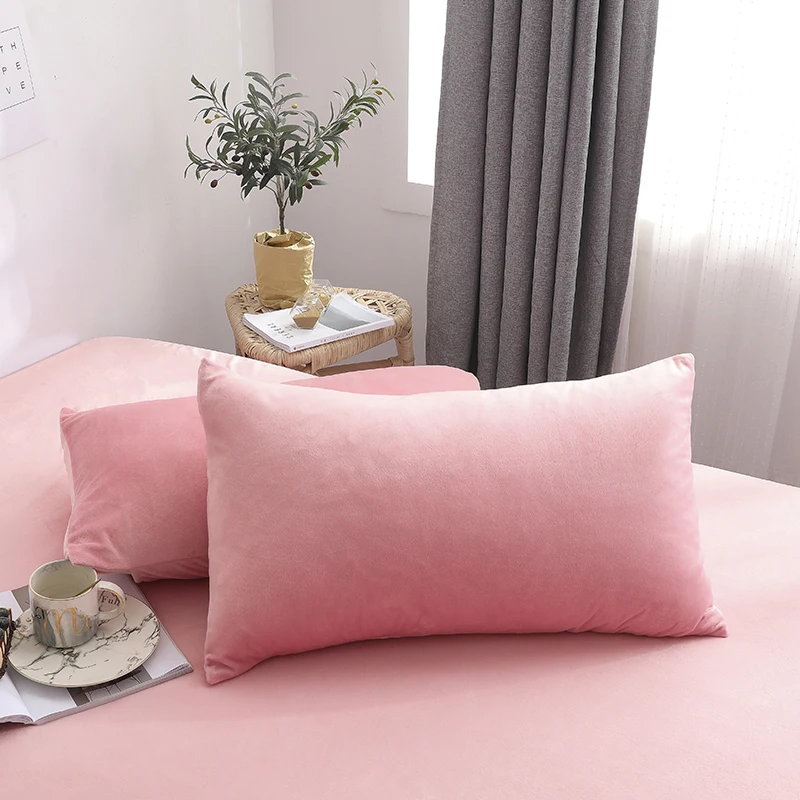 pink LREA 1 шт. однотонная фланелевая наволочка коралловый флис для постельных принадлежностей без сердечника 48x74 см Наволочки для шеи - Цвет: pink