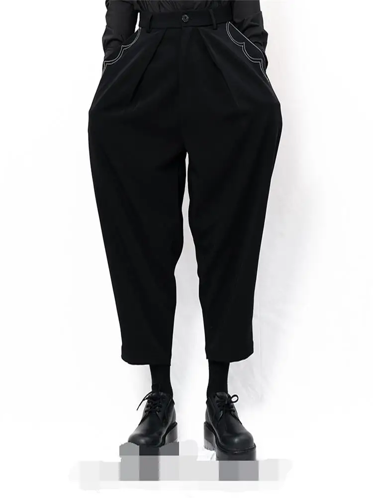 Men's new men's Yamamoto style casual pants long pants large size loose simple Harlem pants