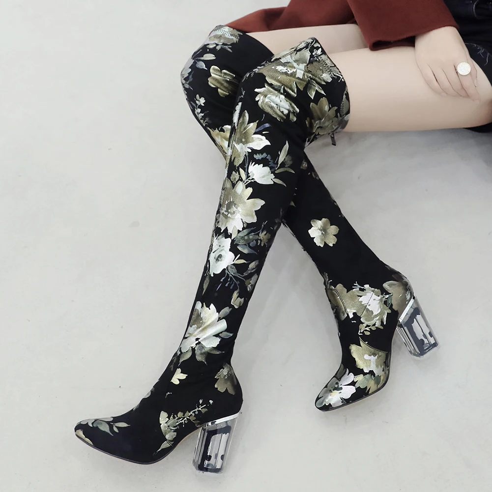 

LAPOLAKA Design 2020 Top Quality Chunky High Heels Over The Knee Boots Woman Shoes Zip Up Mix Color Shoes Women Boots