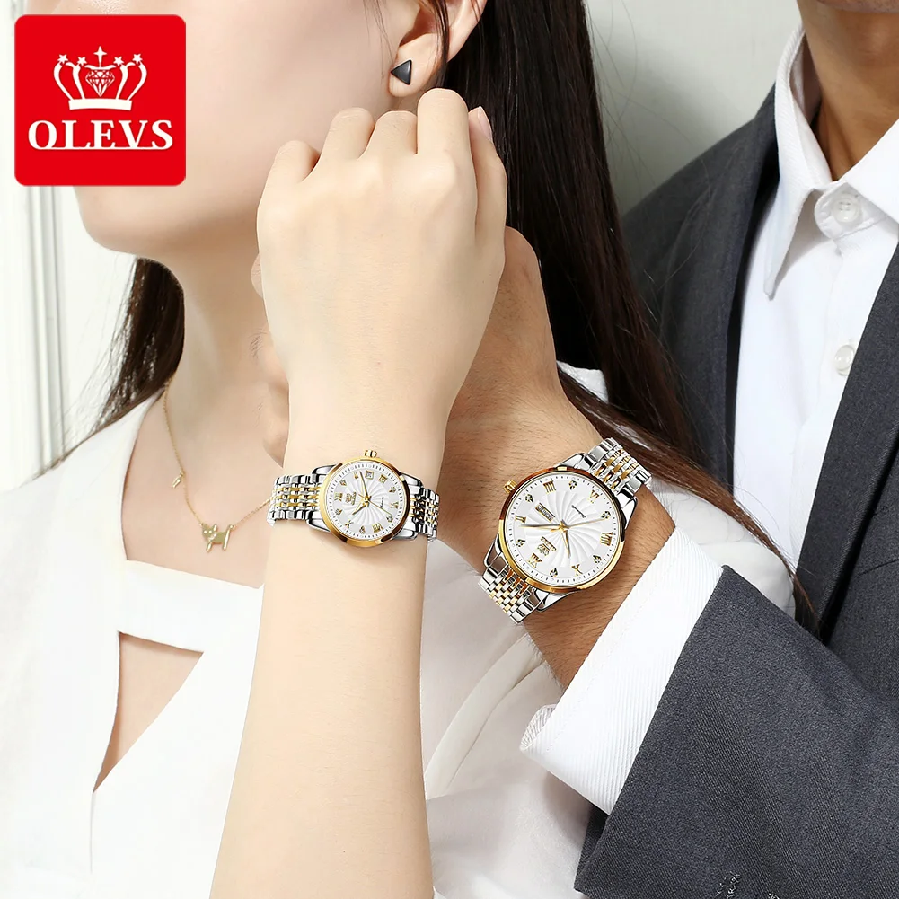 OLEVS Fashion Lovers Watches Brand Luxury Automatic Mechanical Watch  Stainless Steel Waterproof Couple Watch relogio masculino