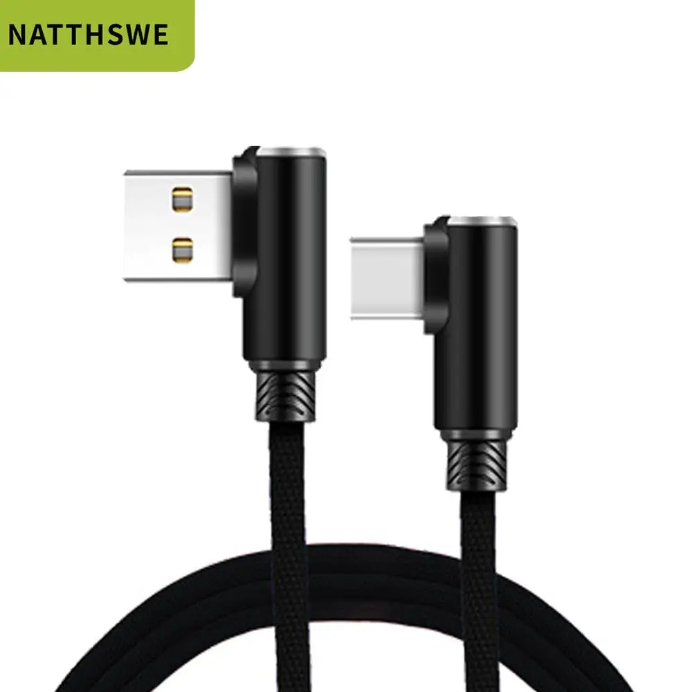 

NATTHSWE USB Type C 90 Degree Fast Charging usb c cable Type-c data Cord Charger usb-c For Samsung S9 s8 Note 9 Huawei Mate P30