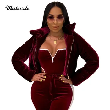 

Mutevole Women Casual Faux Fur Cropped Jacket Burgundy Long Sleeve Zipper Fluffy Coat Elegant Turn Down Collar Short Coat Jacket