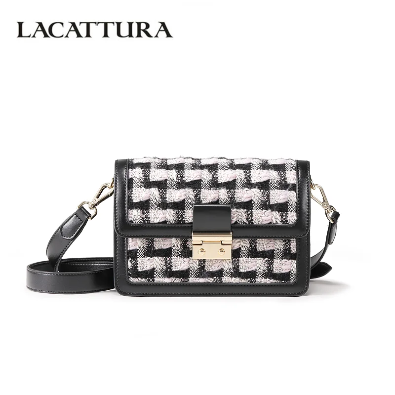

LACATTURA Women Crossbody Bag Designer Handbag Dough Pattern Small Flap Shoulder Bag Female Messenger Bags Paired with 2 Straps
