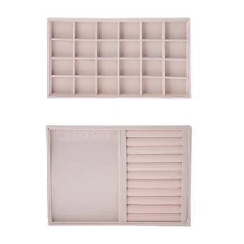 

Fleece Drawer Jewelry Storage Box Tray Multi-Function Ring Earrings Earrings Bracelet Watch Storage Tray Display Props 2 Pieces