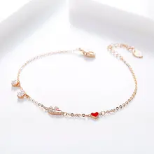 High-end Красное сердце браслет для Для женщин розового золота Цвет AAA кубический циркон кристаллические браслеты ювелирные украшения