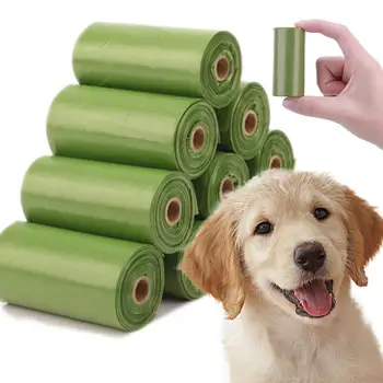 

8 Rolls New Biodegradable Dog Poop Bags Eco-Friendly Pet Waste Dispenser Outdoor Carrier Pet Poop Bags Dog Walking Supplies
